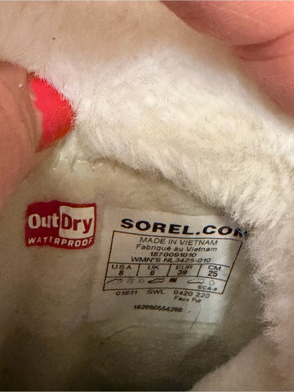 Sorel Black Waterproof Lace-Up Boots with White Faux Fur - Picture 3 of 6